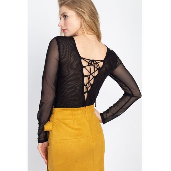 Black Sequin Sheer Bodysuit - Picture 5 of 5